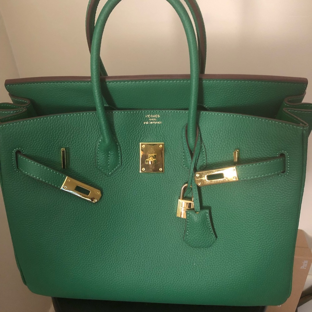 Replica handbag with logo size 35 green
